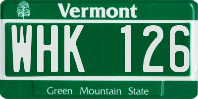 VT license plate WHK126