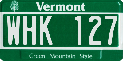 VT license plate WHK127