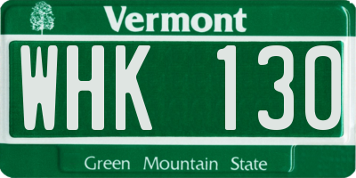VT license plate WHK130