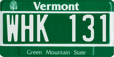 VT license plate WHK131