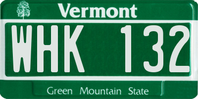 VT license plate WHK132