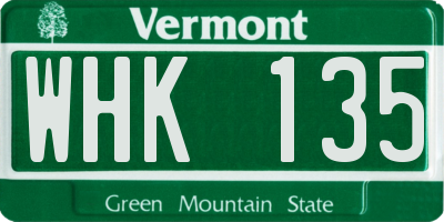VT license plate WHK135