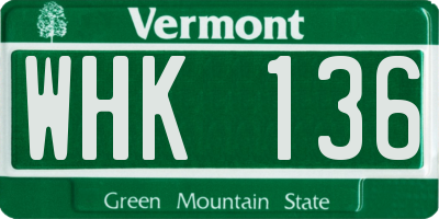 VT license plate WHK136