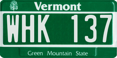 VT license plate WHK137