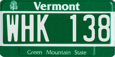 VT license plate WHK138