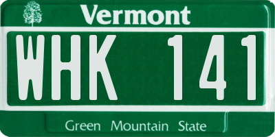 VT license plate WHK141