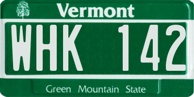 VT license plate WHK142