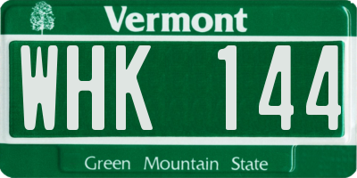 VT license plate WHK144