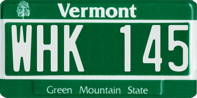 VT license plate WHK145