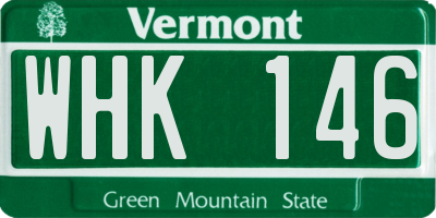 VT license plate WHK146