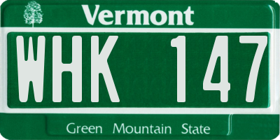 VT license plate WHK147