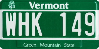 VT license plate WHK149