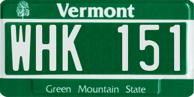 VT license plate WHK151