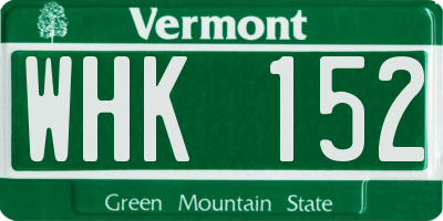 VT license plate WHK152