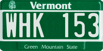 VT license plate WHK153