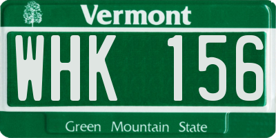 VT license plate WHK156