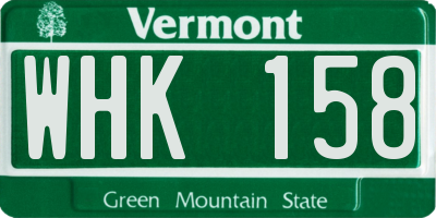 VT license plate WHK158