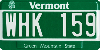 VT license plate WHK159
