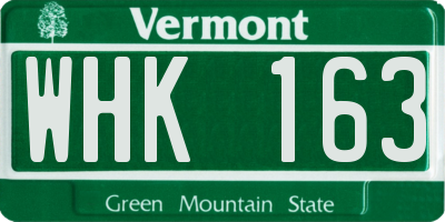 VT license plate WHK163