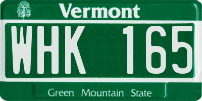 VT license plate WHK165