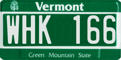 VT license plate WHK166