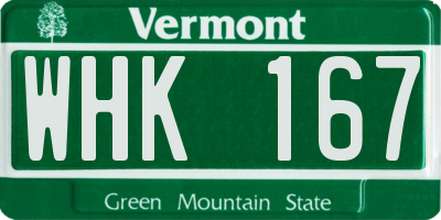 VT license plate WHK167
