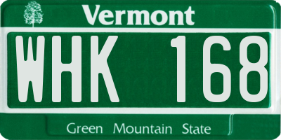 VT license plate WHK168