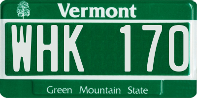 VT license plate WHK170