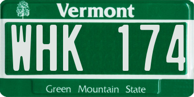 VT license plate WHK174