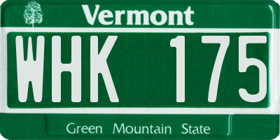 VT license plate WHK175
