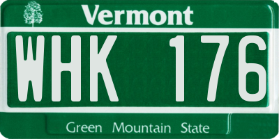 VT license plate WHK176