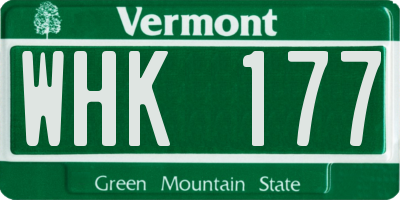 VT license plate WHK177