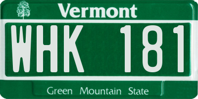 VT license plate WHK181