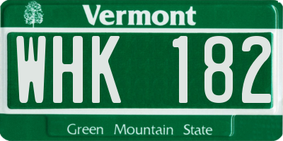 VT license plate WHK182