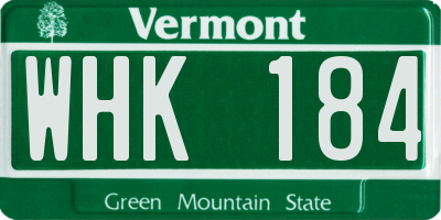 VT license plate WHK184