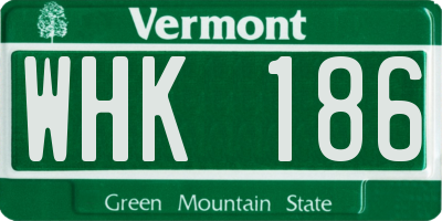 VT license plate WHK186