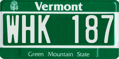 VT license plate WHK187