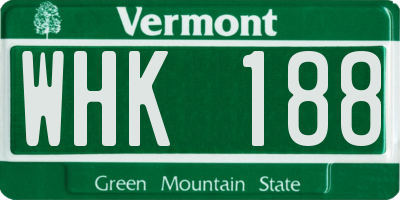 VT license plate WHK188