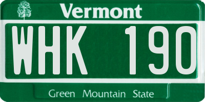 VT license plate WHK190