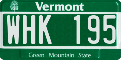 VT license plate WHK195
