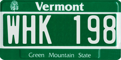 VT license plate WHK198