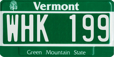 VT license plate WHK199
