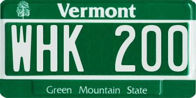 VT license plate WHK200