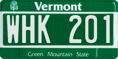VT license plate WHK201