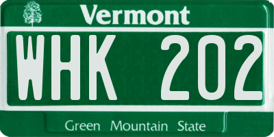 VT license plate WHK202