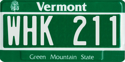 VT license plate WHK211