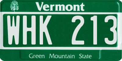 VT license plate WHK213