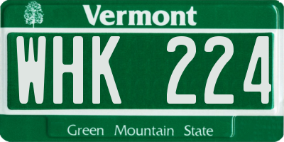 VT license plate WHK224