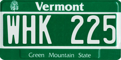 VT license plate WHK225