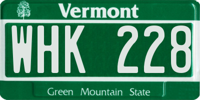 VT license plate WHK228
